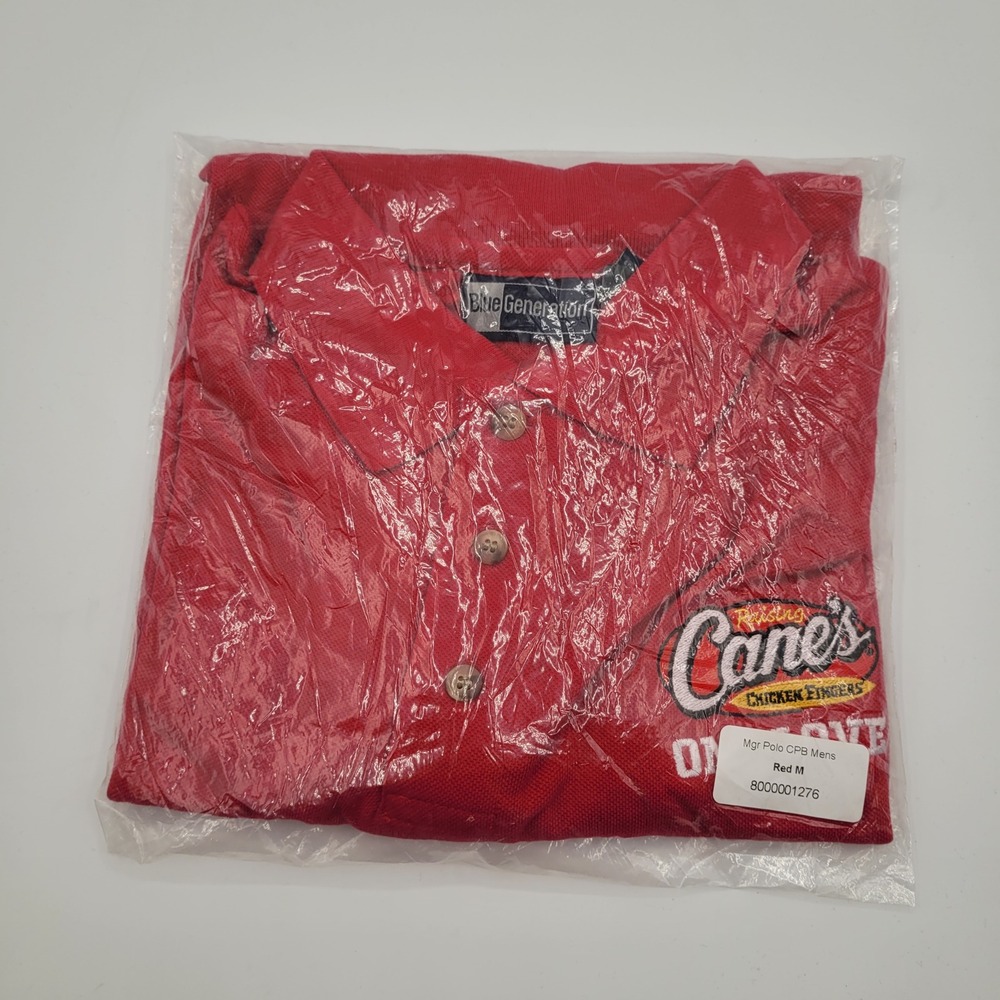 Raising Canes Manager Polo Shirt Mens Medium Red Short Sleeve Blue Generation